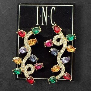 INC International Concepts Gold-Tone Multicolored Holiday Lights Linear Earrings